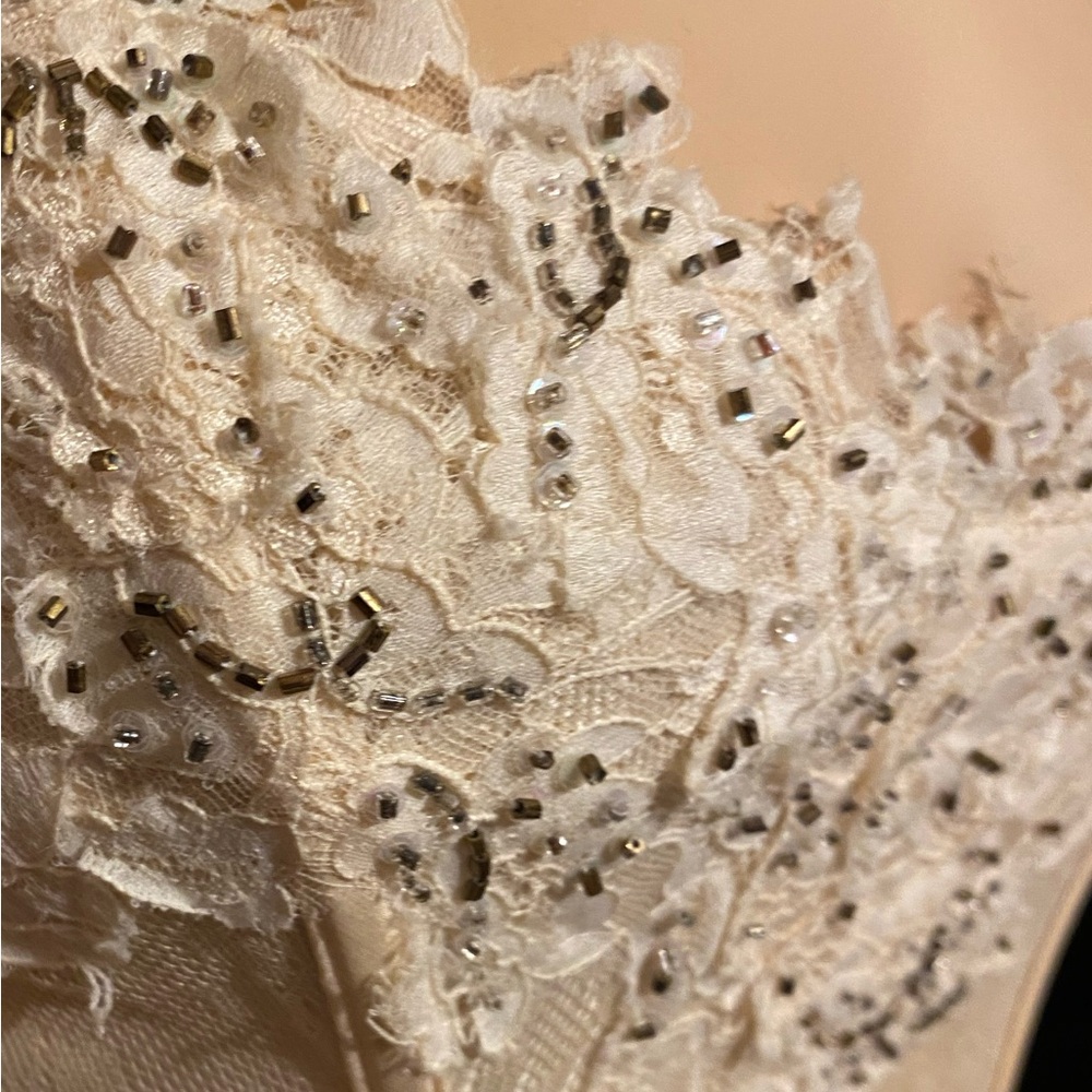 Fine Silk& Lace Bustier Gorgeous! champagne color - Picture 3 of 11